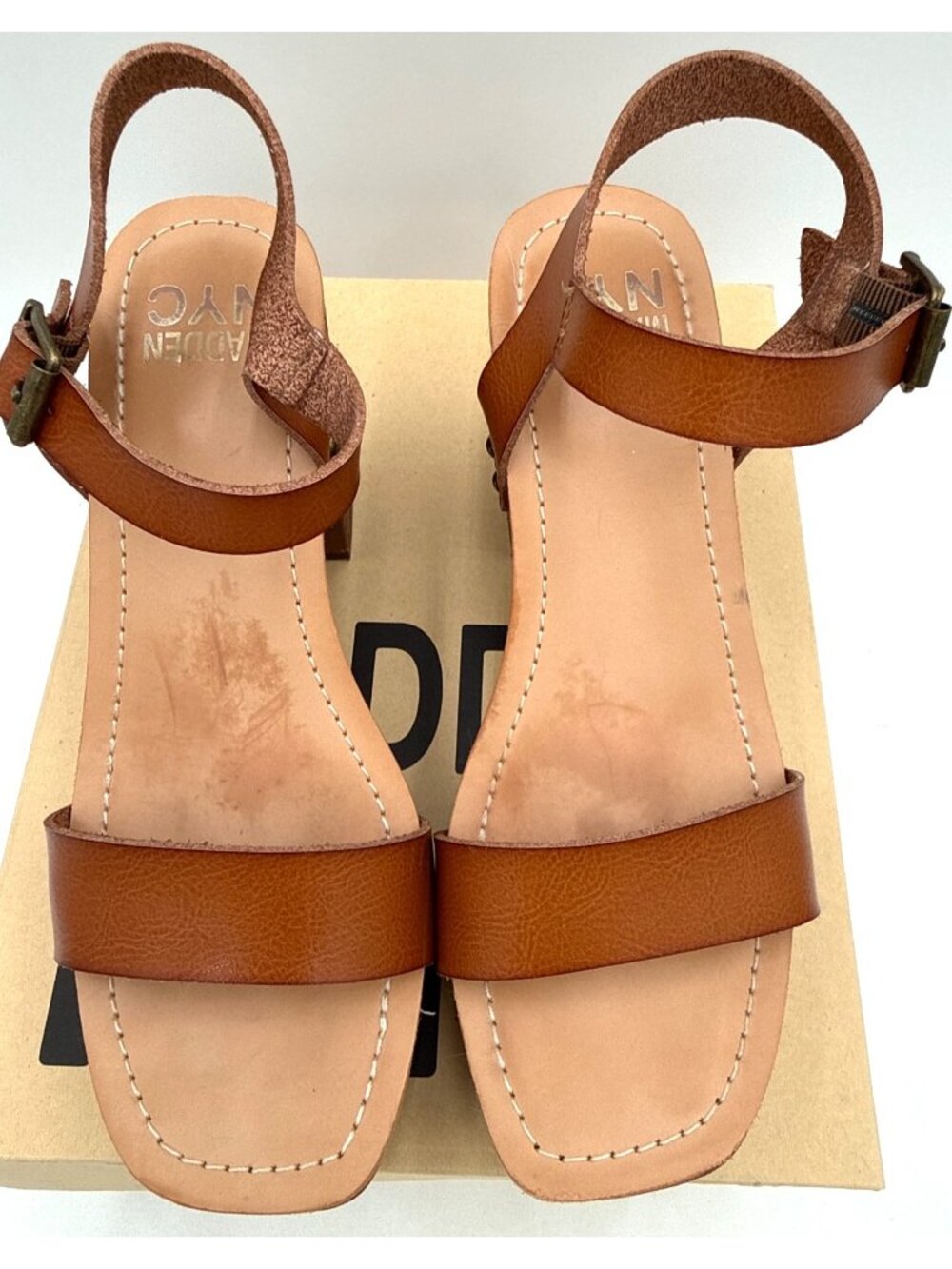 Madden NYC Slingback Lift Platform Sandal Cognac Brown size 6 - Picture 5 of 11